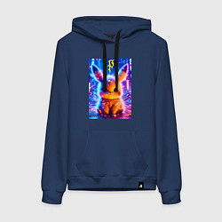 Толстовка-худи хлопковая женская Пушистый милый Пикачу - нейроарт, цвет: тёмно-синий