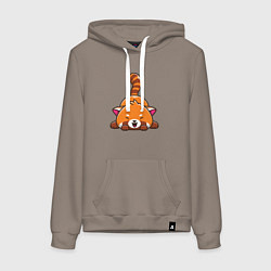 Толстовка-худи хлопковая женская Cute red panda, цвет: утренний латте