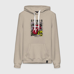 Толстовка-худи хлопковая женская The Rolling Stones no filter, цвет: миндальный