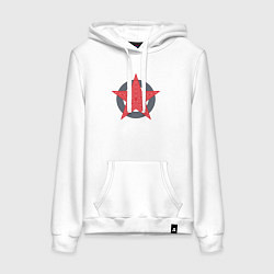Толстовка-худи хлопковая женская Red star symbol, цвет: белый