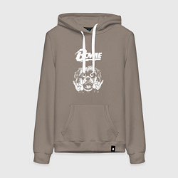 Толстовка-худи хлопковая женская David Bowie rock dog, цвет: утренний латте