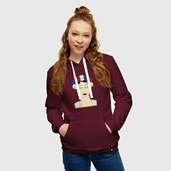 Толстовка-худи хлопковая женская Женский портрет: девушка в венке триколор, цвет: меланж-бордовый — фото 2