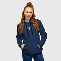 Толстовка-худи хлопковая женская Sporty lifestyle бежевый для тенниса, цвет: тёмно-синий — фото 2