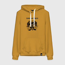 Толстовка-худи хлопковая женская Disturbed - rock dog, цвет: горчичный