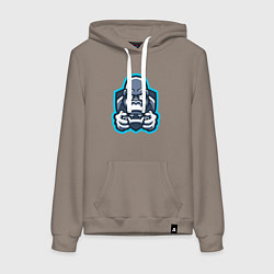 Толстовка-худи хлопковая женская Gamer monkey, цвет: утренний латте