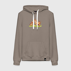 Толстовка-худи хлопковая женская Телёнок и корова, цвет: утренний латте