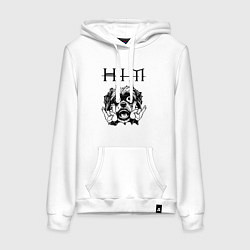 Толстовка-худи хлопковая женская HIM - rock dog, цвет: белый