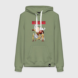 Толстовка-худи хлопковая женская Ванпанч, цвет: авокадо