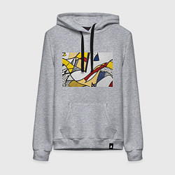 Толстовка-худи хлопковая женская Абстракция в стиле поп-арт, цвет: меланж
