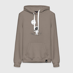 Толстовка-худи хлопковая женская Космонавт и лунный шарик, цвет: утренний латте