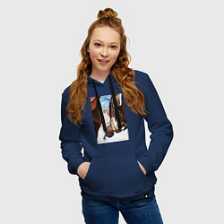Толстовка-худи хлопковая женская Western style, цвет: тёмно-синий — фото 2