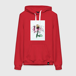 Толстовка-худи хлопковая женская Любит-не любит, цвет: красный