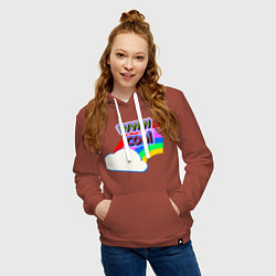 Толстовка-худи хлопковая женская Rainbow Vibes, цвет: кирпичный — фото 2