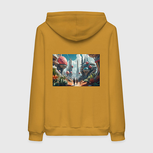 Женская толстовка-худи Планета фантастика / Горчичный – фото 2