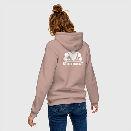 Женская толстовка-худи Street Workout OldSchool White Hoodie / Пыльно-розовый – фото 4