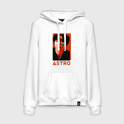 Толстовка-худи хлопковая женская Astro Роки, цвет: белый