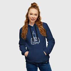 Толстовка-худи хлопковая женская Fuck boss, цвет: тёмно-синий — фото 2