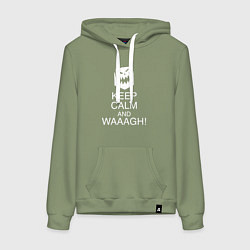 Толстовка-худи хлопковая женская Warhammer keep calm and waaagh, цвет: авокадо