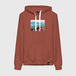 Толстовка-худи хлопковая женская Got7 на фоне сеула, цвет: кирпичный