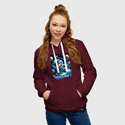 Толстовка-худи хлопковая женская Космонавт оторвавшийся от космолёта - Майнкрафт, цвет: меланж-бордовый — фото 2