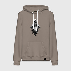 Толстовка-худи хлопковая женская Скелет в белой мантии, цвет: утренний латте