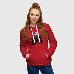 Толстовка-худи хлопковая женская Андрей Кириллович - Макан, цвет: красный — фото 2