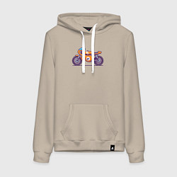 Толстовка-худи хлопковая женская Байк, цвет: миндальный