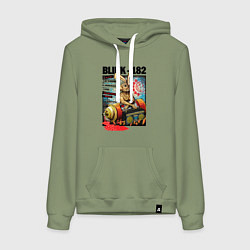 Толстовка-худи хлопковая женская Blink 182 band, цвет: авокадо
