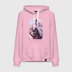 Толстовка-худи хлопковая женская Геншин Камисато Аяка, цвет: светло-розовый