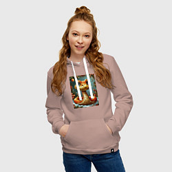 Толстовка-худи хлопковая женская Новогодняя золотая змейка, цвет: пыльно-розовый — фото 2