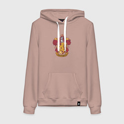 Толстовка-худи хлопковая женская Факультет Гриффиндор, цвет: пыльно-розовый