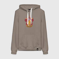 Толстовка-худи хлопковая женская Факультет Гриффиндор, цвет: утренний латте