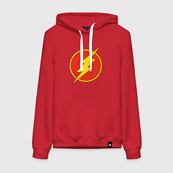 Толстовка-худи хлопковая женская Flash logo, цвет: красный