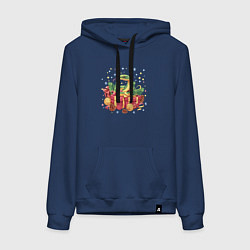 Толстовка-худи хлопковая женская Змея и подарки, цвет: тёмно-синий