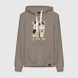 Толстовка-худи хлопковая женская Lee know stray kids cute, цвет: утренний латте