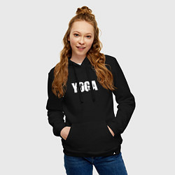 Толстовка-худи хлопковая женская Йога арт, цвет: черный — фото 2