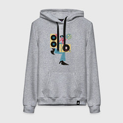 Толстовка-худи хлопковая женская Профессия диджей, цвет: меланж