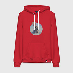 Толстовка-худи хлопковая женская Зимний зайка, цвет: красный