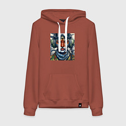 Толстовка-худи хлопковая женская Tigress girl military pilot, цвет: кирпичный