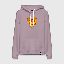 Толстовка-худи хлопковая женская Сердечная пицца, цвет: сиреневый