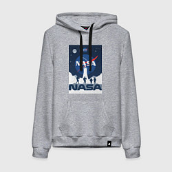 Толстовка-худи хлопковая женская NASA открытия, цвет: меланж