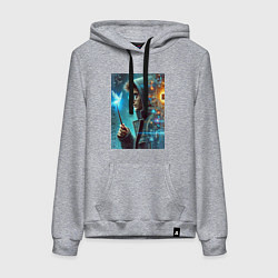 Толстовка-худи хлопковая женская Гарри Поттер - киберпанк, цвет: меланж