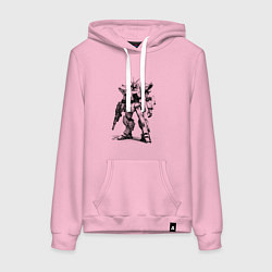 Толстовка-худи хлопковая женская Боевой бот, цвет: светло-розовый