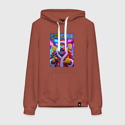 Толстовка-худи хлопковая женская Simpsons new year - ai art fantasy, цвет: кирпичный