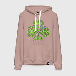 Толстовка-худи хлопковая женская Кельтский клевер, цвет: пыльно-розовый