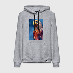 Толстовка-худи хлопковая женская Орел на синем фоне, цвет: меланж