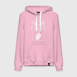 Толстовка-худи хлопковая женская Rolling Stones - cat rock, цвет: светло-розовый