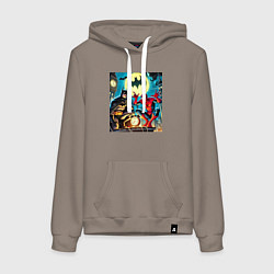 Толстовка-худи хлопковая женская Batman with Spider-man - ai art fantasy, цвет: утренний латте