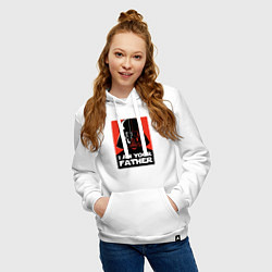 Толстовка-худи хлопковая женская Я твой отец дарт вейдер, цвет: белый — фото 2