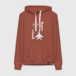 Толстовка-худи хлопковая женская Микоян гуревич 29, цвет: кирпичный